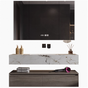 Lavabo moderne en <span class=keywords><strong>dalle</strong></span> de roche pour la maison et l'hôtel avec miroir <span class=keywords><strong>LED</strong></span> résistant à l'eau conception directe en usine pour salle de bain - Product Image 4