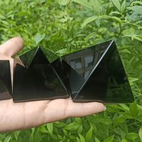 Großhandel Natürlicher Edelstein Großer Schwarzer Obsidian Turm Pyramide Heilende Energie Kristall Halbedelstein Ägyptisches Feng Shui Ornament