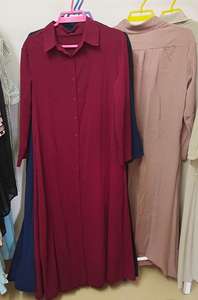 Chemise longue à manches longues pour femme, taille 5XL, ODM, printemps/été/automne, couleur unie, bouton, style musulman, coupe ajustée, décontractée - Product Image 5