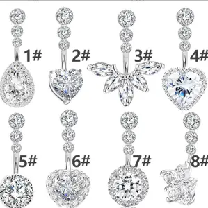 High Quality Best Price Diamond Navel Ring Drop Dangle Body Piercing Belly Button Ring Custom