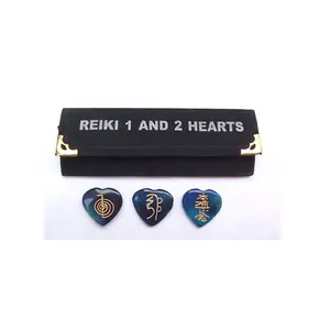 Blue Onyx Reiki 1 - 2 Hearts shaped stone Set | supplier of reiki stones