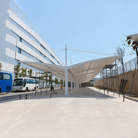 Abri de voiture extérieur en structure membranaire, imperméable, en PVDF, avec structure en acier et abri en tissu tendu, pour jardin et parking