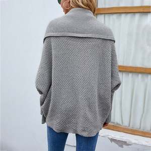 Women's Knitwear Autumn Winter New Soild Color Scarf Collar Batwing Sleeve Loose Knitted <b>Coat</b> commuter <b>Cardigan</b> Sweater J0204 - Product Image 2