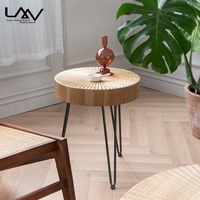 Table basse de salon circulaire en bois rétro, style nordique, créative, moderne, table d'appoint en bois, meubles