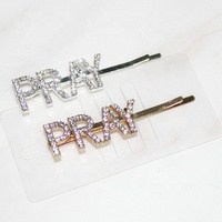 Pinces à cheveux mixtes en argent INS avec strass et lettres, pinces à cheveux dorées avec mots anglais, pinces à cheveux pour filles avec strass pour fête