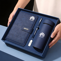 Ensemble de carnets d'affaires en gros, en cuir PU bleu, avec logo estampé à chaud, ensemble de carnets haut de gamme, directement de l'usine