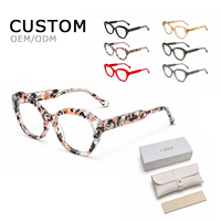 Montures de lunettes optiques en acétate multicolores effet écaille de tortue, monture complète œil de chat, faites à la main, avec emballage personnalisé OEM ODM et logo sur mesure