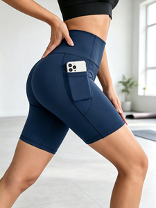 Women's High Waist <b>Plaid</b> Pattern Breathable Spandex/Polyester Sport <b>Shorts</b> with Four-Way Stretch Elastic Waistband for Yoga Gym - Product Image 4