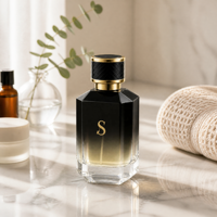 Flacon de parfum en verre noir dégradé personnalisé de 50 ml, vaporisateur fin, flacons de parfum de luxe de 50 ml avec boîte