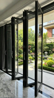 Puertas Corredizas de Vidrio Templado Doble de Alta Calidad para Balcón, Bi-Plegables, Modernas, de Aleación de Aluminio, Acabado de Fábrica, Aislamiento Acústico