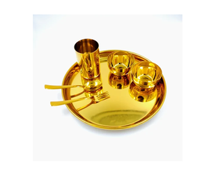 Juego de Platos Thali de Acero Inoxidable Royal Finish de 6 Piezas con Opulento Revestimiento PVD Dorado, Reutilizable, Apto para Lavavajillas, Vajilla Premium para Fiestas - Product Image 2