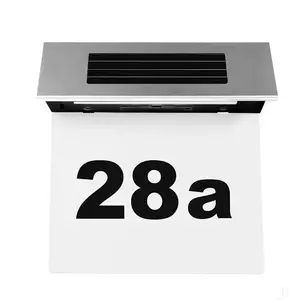 집 번호 방수 벽 마운트 태양 전원 주소 기호 LED 조명 야외 금속 플라크