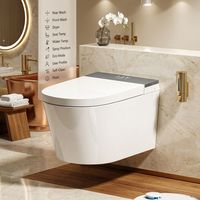 WC intelligent mural moderne à double chasse, sans bride, en céramique, avec bidet électronique intégré, OEM