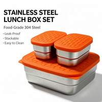 Saladedressingcontainers Vierkant Stapelbaar BPA-vrij Roestvrijstalen lunchboxen Siliconen deksels Herbruikbaar Klein Draagbaar voor school