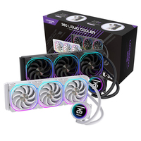 LOVINGCOOL Nouveau Design Refroidisseur Liquide 360mm Noir CPU Eau Boîtier PC Ventilateurs et Refroidisseur Gaming Affichage Température en Temps Réel Refroidissement AIO