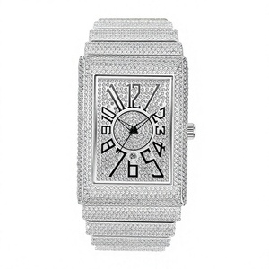 Iced Out Quartz <b>Watch</b> Bling Wristwatch <b>Square</b> Dial Stainless Steel Band Fashion Business <b>Men</b> Women - Product Image 3