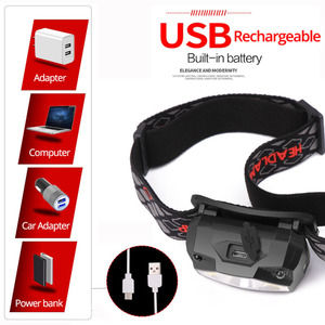 Linterna frontal con sensor LED rojo, recargable por USB, resistente al agua, para pesca nocturna al aire libre, distancia de irradiación de 150M - Product Image 4