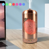 Diffuseur d'arômes ultrasonique en métal doré de luxe, 100 ml, humidificateur d'air électrique portable, silencieux, huile essentielle, table, maison, bureau