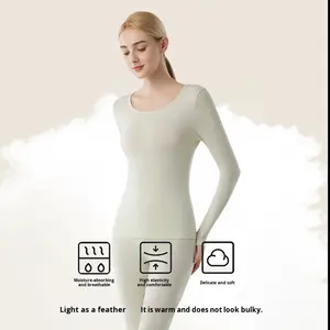 Set di biancheria intima termica da <span class=keywords><strong>donna</strong></span> aderente modellante del corpo sottile strato di Base tinta unita caldo Anti-batterico mutandoni - Product Image 1