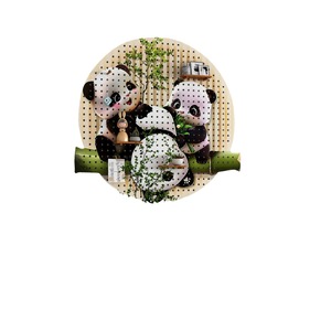 Support mural en forme de panda pour panneau perforé, présentoir de rangement circulaire pour chambre et entrée, fixation en bois massif - Product Image 4