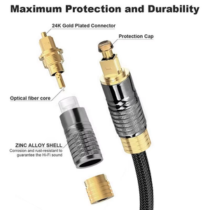 Toslink TO TOSLINK <span class=keywords><strong>สาย</strong></span>สัญญาณโลหะใยแก้วนำแสงดิจิตอล<span class=keywords><strong>สาย</strong></span>เชื่อมต่อโลหะชุบทอง - Product Image 4