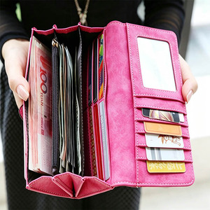 Portefeuilles longs en <span class=keywords><strong>cuir</strong></span> PU en gros, <span class=keywords><strong>porte</strong></span>-cartes multiples, pochette rétro pour <span class=keywords><strong>femme</strong></span>, portefeuille double pli pour <span class=keywords><strong>femme</strong></span> - Product Image 4