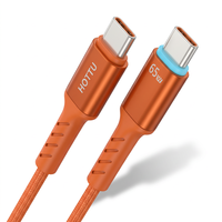 Câble USB-C vers USB-C Orange tressé pour smartphone, tablette, ordinateur portable, voiture et voyage