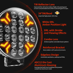 Faro <span class=keywords><strong>LED</strong></span> IP68 <span class=keywords><strong>para</strong></span> Camión de 9 Pulgadas con Encendido Dinámico, DRL Ámbar Blanco, Luz de Conducción de 260W, Foco 4x4 <span class=keywords><strong>para</strong></span> Parachoques Superior de Semirremolque - Product Image 2