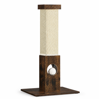 Vente en gros usine : Arbre à chat en bois vintage marron en sisal pour intérieur, avec base large et stable et boule suspendue