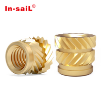 Insert fileté en laiton OEM/ODM Classe 4 M1.4 M2 M3 M5, écrou de sertissage à chaud autobloquant, micro-cannelé usiné CNC, fixation intelligente