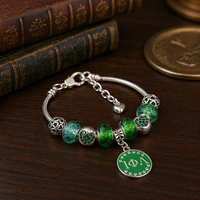 Bracelets élégants pour la confection de bijoux de sororité, avec motifs de fleurs vertes et roses, de symboles de vie et de lettres grecques Iota Phi Lambda, pour clubs universitaires et chapitres
