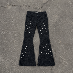 DiZNEW <span class=keywords><strong>Jeans</strong></span> Premium Pesanti Effetto Usurato da Uomo, Pantaloni Svasati con Borchie e Occhielli Dettagliati, <span class=keywords><strong>Jeans</strong></span> in Denim Testurizzato - Produzione di Fabbrica - Product Image 3