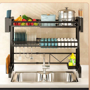 <span class=keywords><strong>Escurridor</strong></span> Retráctil <span class=keywords><strong>de</strong></span> <span class=keywords><strong>Platos</strong></span> <span class=keywords><strong>de</strong></span> Cocina, <span class=keywords><strong>Escurridor</strong></span> <span class=keywords><strong>de</strong></span> Cubiertos, Soporte para Tazón <span class=keywords><strong>de</strong></span> Fregadero, Estante Grande para <span class=keywords><strong>Platos</strong></span>, 2 Niveles, Acero al Carbono - Product Image 2