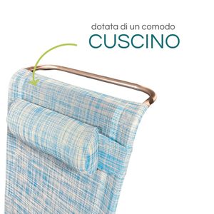 Sedia da Spiaggia in Alluminio con Braccioli 55x46x80 Cm, 7 Posizioni Reclinabili, con Cuscino, per Uso Esterno - Product Image 3