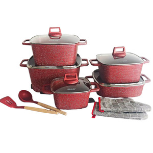Batterie de cuisine Elite 16 pièces forgée antiadhésive, comprenant des casseroles carrées 20-32 cm, une casserole 28 cm peu profonde, finition mouchetée et distribution uniforme de la chaleur - Product Image 2