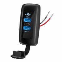 Chargeur USB 72W à 3 ports 12V, prise de charge rapide PD3.0 Type C double USB-A QC3.0, montage sur panneau pour bateau, voiture, VTT, camion