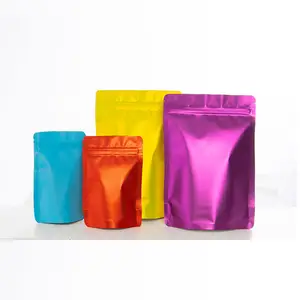 High Quality Colors Matte Metallic Aluminum Foil Stand Up Pouches Resealable Zip Lock Mylar Food Packaging Bags