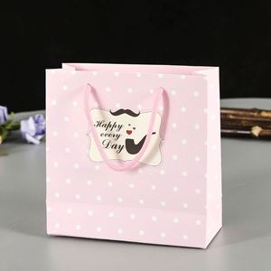 Customized Coated CMYK Printing Baby Pink Paper <b>Bag</b> for Cosmetic Clothes Package <b>Bag</b> With Customized Design - Product Image 1