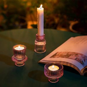 Bougeoir à <span class=keywords><strong>bougie</strong></span> conique en verre <span class=keywords><strong>rose</strong></span> fête mariage décoration Table pièce maîtresse pilier photophore bougeoir <span class=keywords><strong>bougie</strong></span> votive - Product Image 4