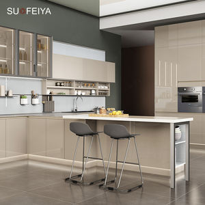 Armoires de cuisine modulaires personnalisées Sofeyia avec options de stratifié et de résine, finition laquée moderne haute brillance, robinet inclus - Product Image 2