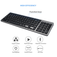 Teclado Ergonómico Inalámbrico USB de Tamaño Completo con Interruptores de Tijera, Doble Modo BT 2.4G, Recargable, Distribución de Teclas US, Precio de Fábrica al Por Mayor