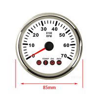 ISURE MARINE Tachometer ECP Suzuki Model Pointer 7000 RPM dengan Lampu Alarm, Dapat Disesuaikan, untuk Mobil dan Kapal yang Dimodifikasi