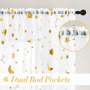 <span class=keywords><strong>Voilage</strong></span> <span class=keywords><strong>blanc</strong></span> personnalisable DaiRui <span class=keywords><strong>avec</strong></span> feuille d'or, à œillets pour tringle - Product Image 3