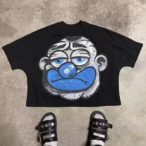 เสื้อครอปสำหรับผู้ชายเสื้อผ้าแนวสตรีท Y2K เสื้อยืดพิมพ์ลายกราฟฟิคผ้าฝ้าย100% - Product Image 2