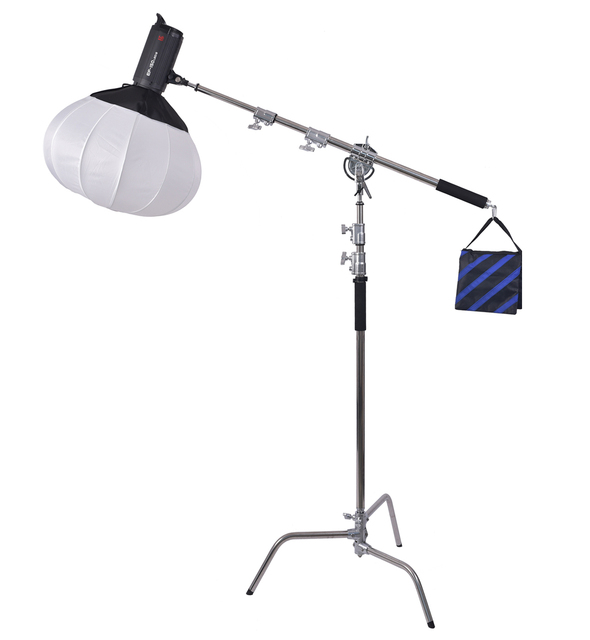 Heavy Duty Stainless Steel Photography C Stand with Boom Arm 10.5ft/131inch Light Stands Video Suitable Folding Function