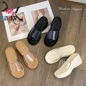 Nouvelles Sandales Compensées Transparentes à Plateforme Épaisse en EVA et PVC pour Femme, Talon de 6-8 cm, Bout Ouvert, Collection 2026 - Product Image 1