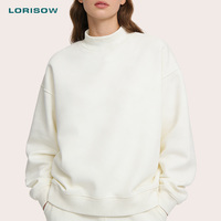 Sweat-shirt pour femme LORISOW 340g 100% coton French Terry à col montant, surdimensionné, logo personnalisé, pull d'hiver
