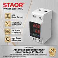 Relais de protection contre les surtensions et les sous-tensions 63A monophasé, protecteur de tension réglable AC220V 230V, protection sur rail DIN