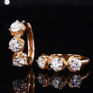 Classic Rose 14k Gold Earrings Women Jewelry Moissanite Diamond Hoop Earrings