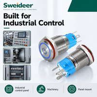 Interrupteur à bouton-poussoir LED métallique 12mm 16mm, momentané ou à enclenchement, avec 1 contact NO et bornes à souder pour équipement industriel